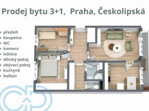 Prodej bytu 3+1, Praha - Střížkov, Českolipská, 60 m2
