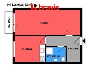 Pronájem bytu 1+1, Brno, Lýskova, 42 m2