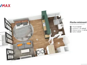 Pronájem bytu 1+kk, Praha - Smíchov, Vackové, 38 m2