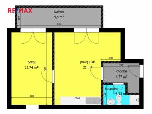 Pronájem bytu 2+kk, Kolín, Zengrova, 43 m2