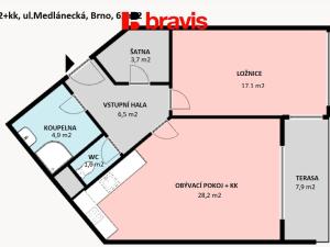 Prodej bytu 2+kk, Brno, Medlánecká, 62 m2