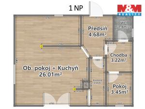 Pronájem rodinného domu, Tetín, 82 m2