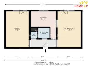 Pronájem bytu 2+1, Židlochovice, náměstí Míru, 51 m2