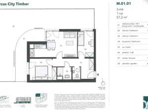 Pronájem bytu 3+kk, Praha, Ujgurská, 57 m2