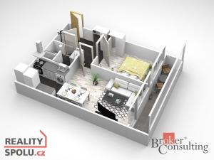 Pronájem bytu 2+kk, Praha - Karlín, U Sluncové, 40 m2