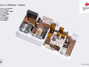 Pronájem bytu 3+1, Trutnov, Křižíkova, 62 m2