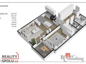 Pronájem bytu 2+kk, Pardubice - Trnová, Jana Hrubého, 56 m2