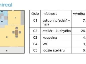 Pronájem bytu 1+kk, Brno, Gajdošova, 46 m2