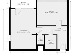 Pronájem bytu 2+kk, Praha - Podolí, Hudečkova, 49 m2