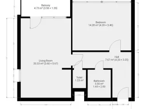Pronájem bytu 2+kk, Praha - Podolí, Hudečkova, 49 m2