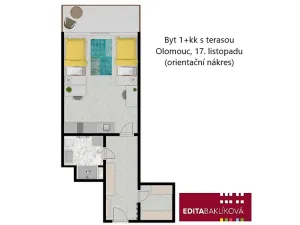 Pronájem bytu 1+kk, Olomouc, 17. listopadu, 33 m2