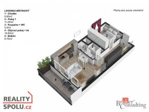 Pronájem bytu 2+kk, Praha - Vysočany, Smržových, 51 m2