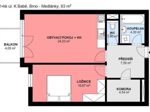 Pronájem bytu 2+kk, Brno - Medlánky, 63 m2