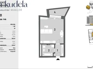 Pronájem bytu 1+kk, Brno, Bratislavská, 36 m2