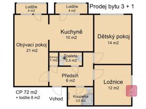 Prodej bytu 3+1, Mokrá-Horákov, 72 m2