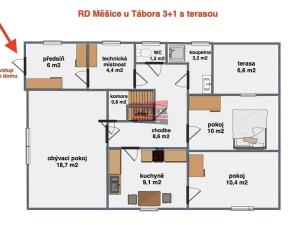 Pronájem rodinného domu, Tábor, Průhon, 79 m2