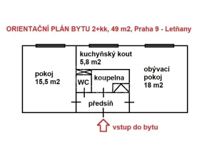 Pronájem bytu 2+kk, Praha - Letňany, Dudkova, 49 m2