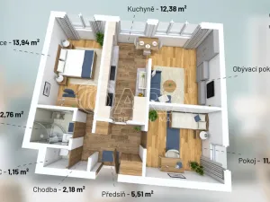 Prodej bytu 3+kk, Praha - Braník, Nad lesním divadlem, 65 m2