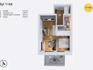 Prodej bytu 1+kk, Opava, Slezská, 39 m2