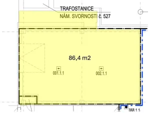 Pronájem komerční nemovitosti, Brno, náměstí Svornosti, 86 m2