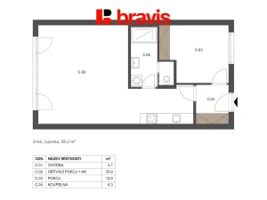 Prodej bytu 2+kk, Lipůvka, 58 m2