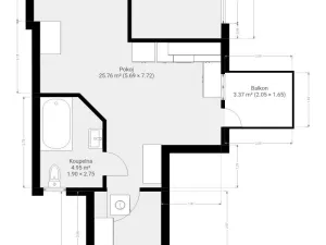 Pronájem bytu 2+kk, Brno, Burešova, 47 m2