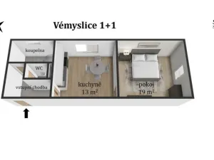 Pronájem bytu 1+1, Vémyslice, 44 m2