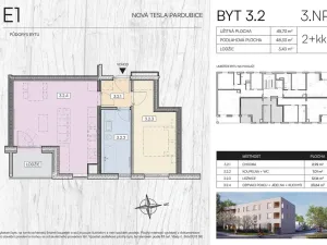 Prodej bytu 2+kk, Pardubice - Pardubičky, Nová Tesla, 48 m2