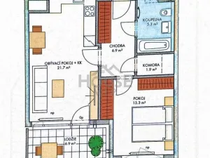 Prodej bytu 2+kk, Praha - Hlubočepy, Hugo Haase, 51 m2