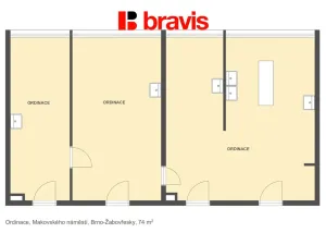 Pronájem ordinace, Brno - Žabovřesky, Makovského náměstí, 74 m2