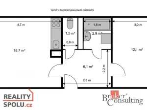Pronájem bytu 2+kk, Jablonec nad Nisou, Skelná, 41 m2