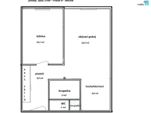 Prodej bytu 2+kk, Praha - Michle, Přímětická, 40 m2