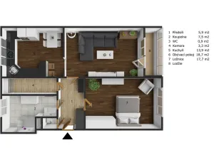 Prodej bytu 2+1, Kladno - Kročehlavy, Kosmonautů, 68 m2