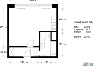 Pronájem bytu 1+kk, Praha - Stodůlky, Sluneční náměstí, 32 m2