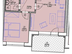 Prodej bytu 2+kk, Brno, Chvalovka, 46 m2