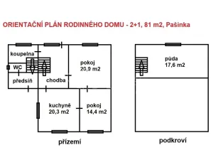 Pronájem rodinného domu, Pašinka, 81 m2