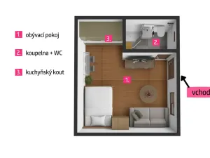 Pronájem bytu 1+kk, Jaroslavice, Hrádecká, 20 m2