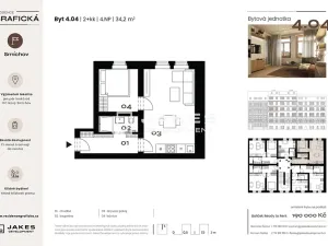 Prodej bytu 2+kk, Praha - Smíchov, Grafická, 34 m2