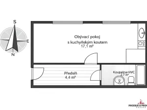 Prodej bytu 1+kk, Praha - Letňany, Místecká, 25 m2