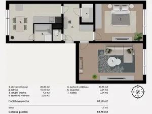 Pronájem bytu 2+1, Strakonice, Heydukova, 63 m2