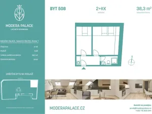 Prodej bytu 2+kk, Praha - Holešovice, Veletržní, 38 m2