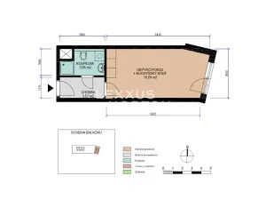 Pronájem bytu 1+kk, Praha - Smíchov, Jeřabinová, 33 m2