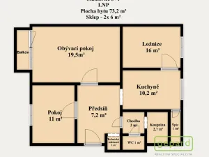 Pronájem bytu 3+1, Dolní Újezd - Staměřice, 73 m2