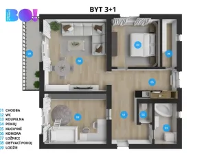 Prodej bytu 3+1, Bystřice, 88 m2
