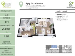 Prodej bytu 1+1, Skorkov - Otradovice, 36 m2