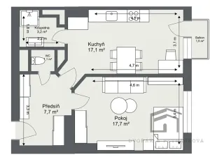 Prodej bytu 2+kk, Praha - Libeň, Prosecká, 47 m2