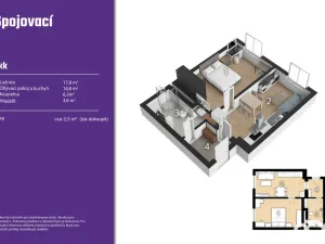 Prodej bytu 2+kk, Praha - Vysočany, Spojovací, 50 m2
