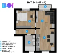 Prodej bytu 2+1, Ostrava, Čujkovova, 47 m2