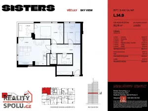 Prodej bytu 3+kk, Plzeň - Jižní Předměstí, náměstí Českých bratří, 82 m2