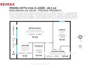 Prodej bytu 2+kk, Bílina - Pražské Předměstí, Bezejmenná, 48 m2